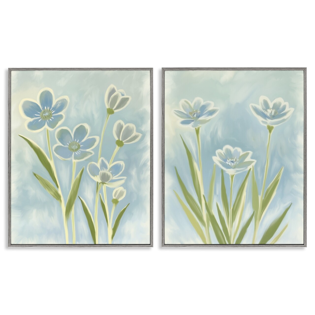 Stupell Industries Contoured Blue Petals 2pc Framed Giclee Set, design by Kim Allen